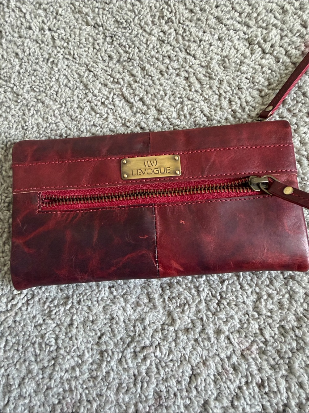 Red Leather Men's Wristlet Wallet